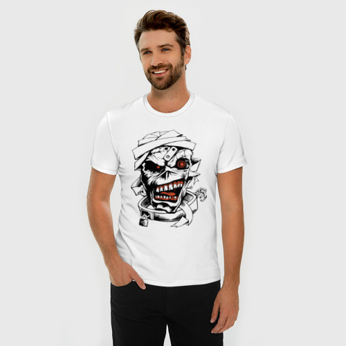 Мужская футболка хлопок Slim с принтом Horror, фото на моделе #1