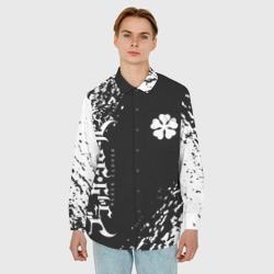 Мужская рубашка oversize 3D Клевер с диагональной черной полосой - фото 2