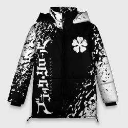 Женская зимняя куртка Oversize Клевер с диагональной черной полосой