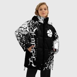 Женская зимняя куртка Oversize Клевер с диагональной черной полосой - фото 2