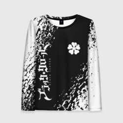 Женский лонгслив 3D Клевер с диагональной черной полосой