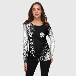Женский лонгслив 3D Клевер с диагональной черной полосой - фото 2