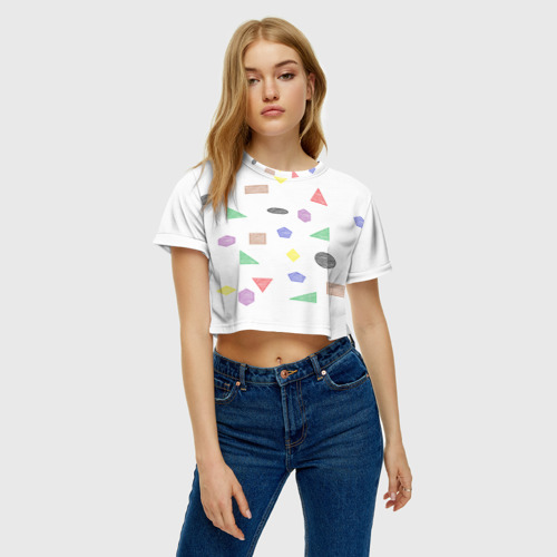 Женская футболка Crop-top 3D Геометрия, цвет 3D печать - фото 3