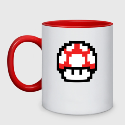 Кружка двухцветная Гриб Марио, цвет белый + красный