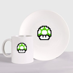 Набор: тарелка + кружка Гриб Марио