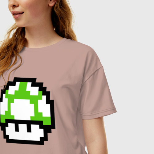 Женская футболка хлопок Oversize с принтом Гриб Марио, фото на моделе #1