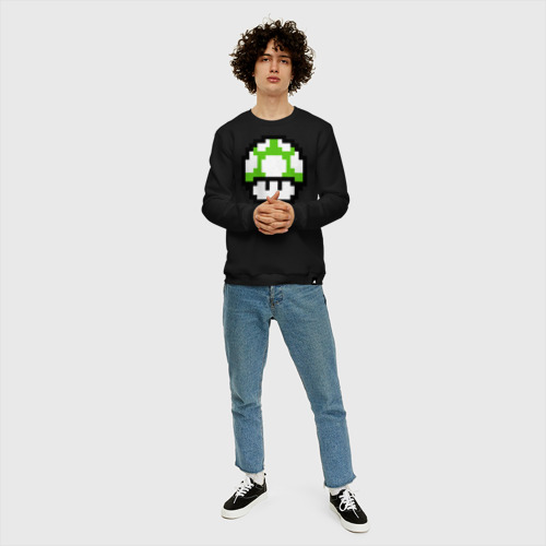 Мужской свитшот хлопок Гриб Марио, цвет черный - фото 5