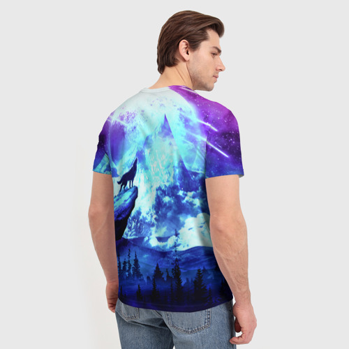 Мужская футболка 3D Воющий на луну волк, цвет 3D печать - фото 4