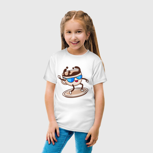 Детская футболка хлопок На Кофейной Волне, цвет белый - фото 5