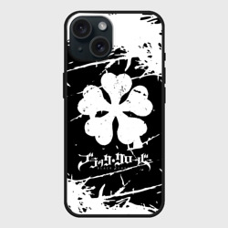 Чехол силиконовый для Apple iPhone 15 матовый Черный клевер
