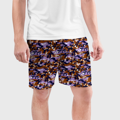 Мужские шорты спортивные с принтом Camouflage for men, фото на моделе #1