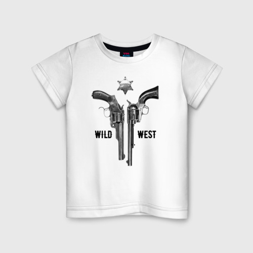 Детская футболка из хлопка с принтом Wild west Дикий запад 1, вид спереди №1