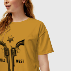 Женская футболка хлопок Oversize Wild west Дикий запад 1 - фото 2