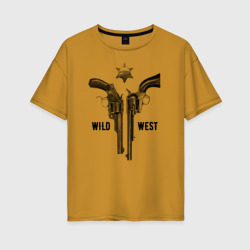 Женская футболка хлопок Oversize Wild west Дикий запад 1