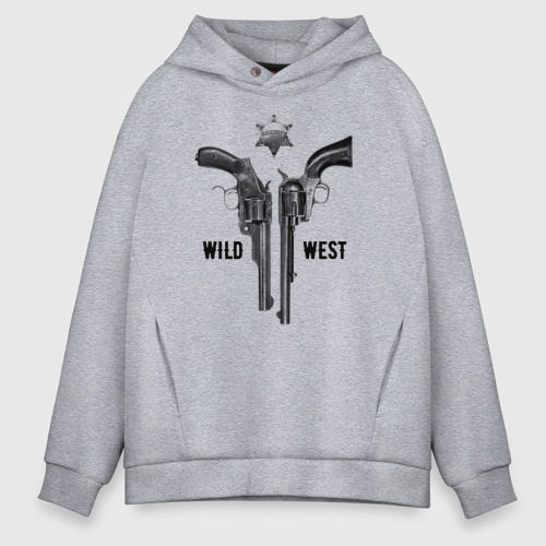 Мужское худи Oversize хлопок Wild west Дикий запад 1, цвет меланж