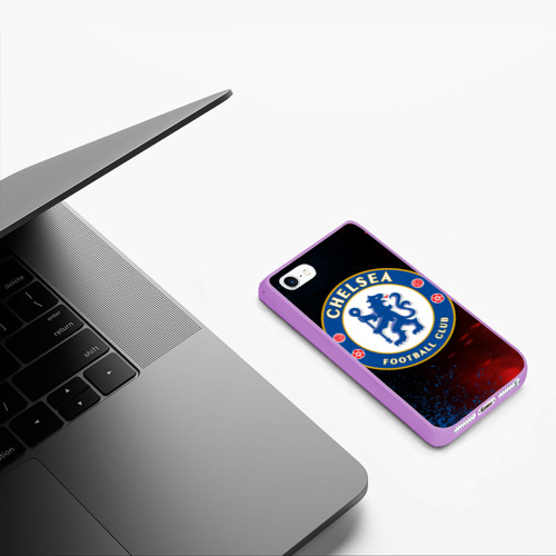 Чехол для iPhone 5/5S матовый Chelsea f.c. Челси, цвет сиреневый - фото 5