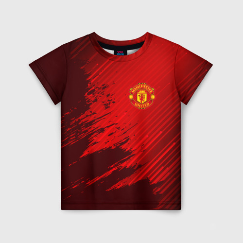 Детская футболка с принтом Manchester united, вид спереди №1