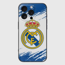 Чехол для iPhone 16 Pro силиконовый с защитой камеры Real Madrid Реал Мадрид