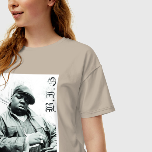 Женская футболка хлопок Oversize The Notorious B.I.G, цвет миндальный - фото 3