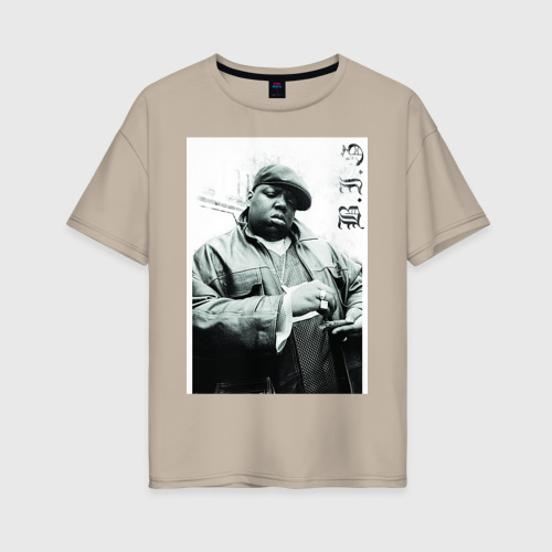 Женская футболка хлопок Oversize The Notorious B.I.G, цвет миндальный