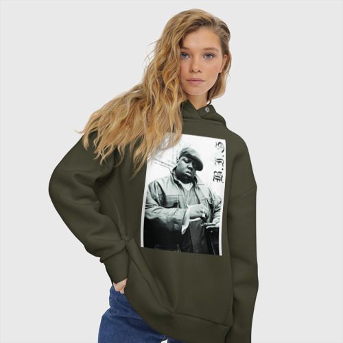 Женское худи Oversize хлопок The Notorious B.I.G, цвет хаки - фото 4