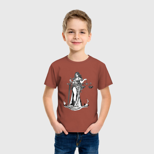 Детская футболка хлопок Фемида светлая, цвет кирпичный - фото 3