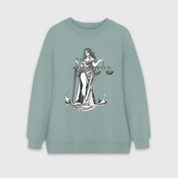 Женский свитшот oversize без начеса хлопок Фемида светлая