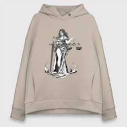 Женское худи Oversize хлопок Фемида светлая