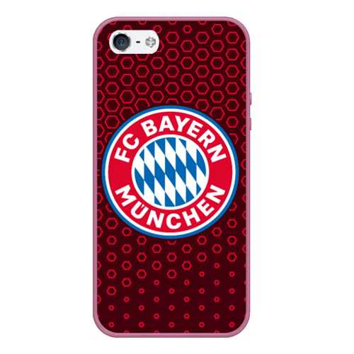 Чехол для iPhone 5/5S матовый FC BAYERN / БАВАРИЯ, цвет розовый