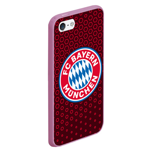 Чехол для iPhone 5/5S матовый FC BAYERN / БАВАРИЯ, цвет розовый - фото 3