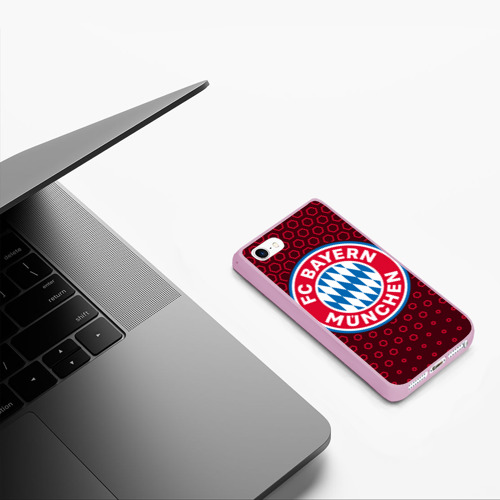 Чехол для iPhone 5/5S матовый FC BAYERN / БАВАРИЯ, цвет розовый - фото 5