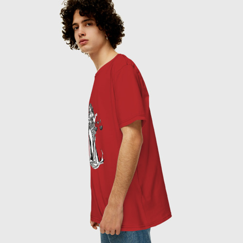 Мужская футболка хлопок Oversize Фемида двухсторонняя, цвет красный - фото 5