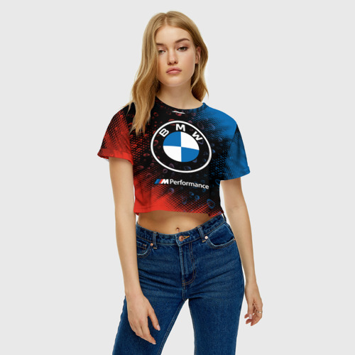 Женская футболка Crop-top 3D BMW БМВ, цвет 3D печать - фото 4