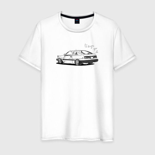Мужская футболка из хлопка с принтом Toyota AE86, вид спереди №1