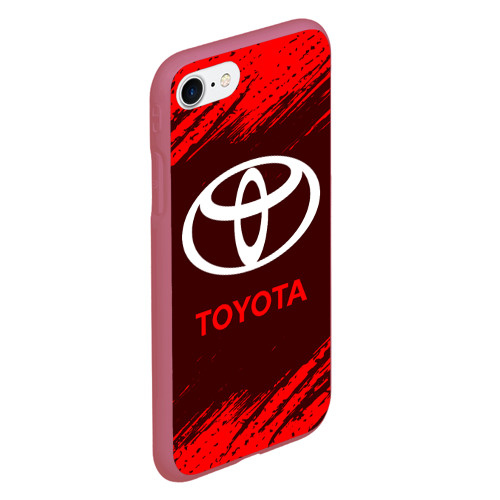 Чехол для iPhone 7/8 матовый TOYOTA / ТОЙОТА, цвет малиновый - фото 3