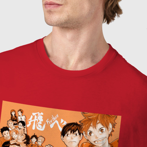 Мужская футболка хлопок Haikyuu Волейбол Аниме, цвет красный - фото 6