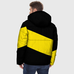 Куртка с принтом Питтсбург Пингвинз для мужчины, вид на модели сзади №2. Цвет основы: черный