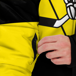 Куртка с принтом Питтсбург Пингвинз для мужчины, вид на модели спереди №3. Цвет основы: черный