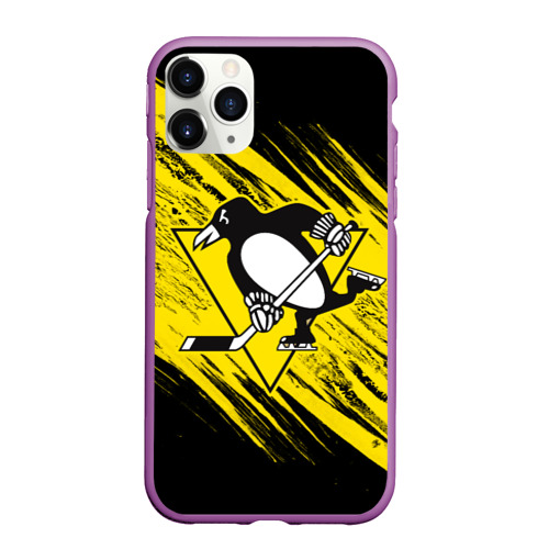 Чехол для iPhone 11 Pro Max матовый Pittsburgh Penguins Sport, цвет фиолетовый