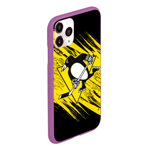 Чехол для iPhone 11 Pro Max матовый Pittsburgh Penguins Sport, цвет фиолетовый - фото 3