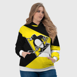 Толстовка с принтом Pittsburgh Penguins Exclusive для женщины, вид на модели спереди №4. Цвет основы: белый