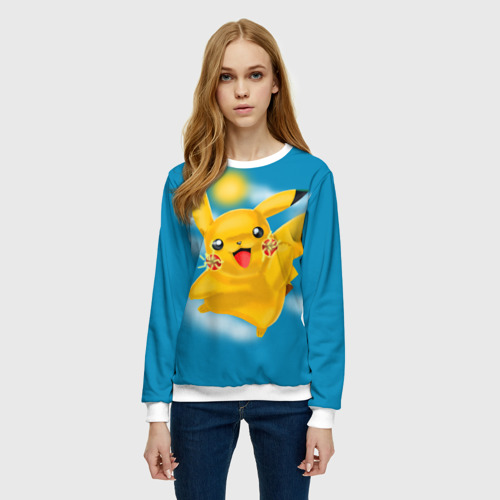 Женский свитшот 3D Pikachu Pika Pika, цвет 3D печать - фото 3