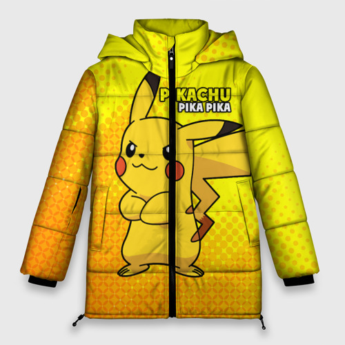 Женская зимняя куртка Oversize Pikachu Pika Pika, цвет светло-серый