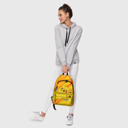 Рюкзак с принтом Pikachu Pika Pika для любого человека, вид спереди №6. Цвет основы: белый