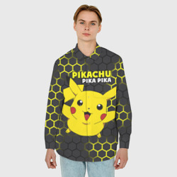 Мужская рубашка oversize 3D Pikachu Pika Pika - фото 2