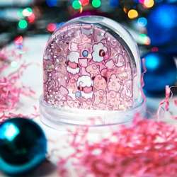 Игрушка Снежный шар Розовое собрание покемонов  паттерн  - фото 2