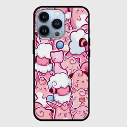 Чехол для iPhone 13 Pro Розовое собрание покемонов  паттерн 