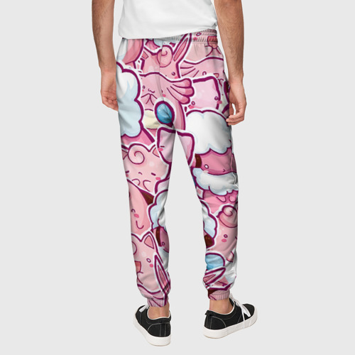 Мужские брюки 3D с принтом Розовое собрание, вид сзади #2