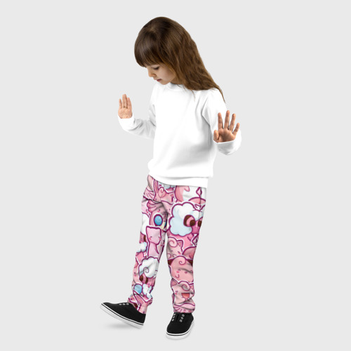 Детские брюки 3D с принтом Розовое собрание, фото на моделе #1