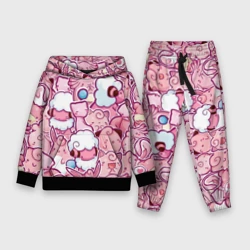 Детский костюм с толстовкой 3D Розовое собрание покемонов  паттерн 